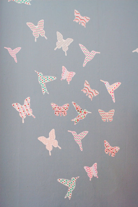 Hummingbird wall stickers, bird wall stickers, butterfly wall stickers, hummingbird decals, butterfly decals, girls wall stickers