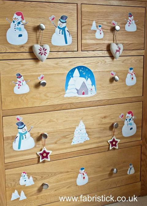 Reusable Christmas Snowman Wall Stickers, Snowman And Robin Holidays Decals