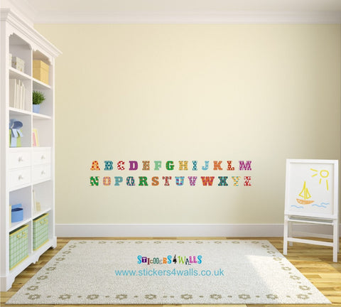 Reusable Traditional Fabric Alphabet Wall Stickers,  Alphabet & Number Wall Decals For Kids