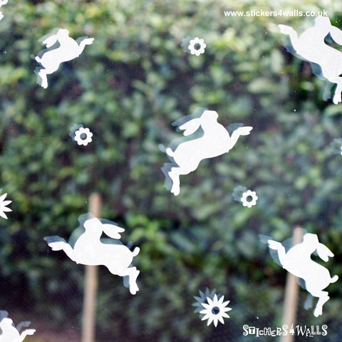 Reusable Hares Window Stickers, Window Cling Decoration,