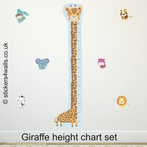 Reusable Fabric Giraffe Height Chart Wall Sticker, Safari Wall Art Measuring Chart For Children