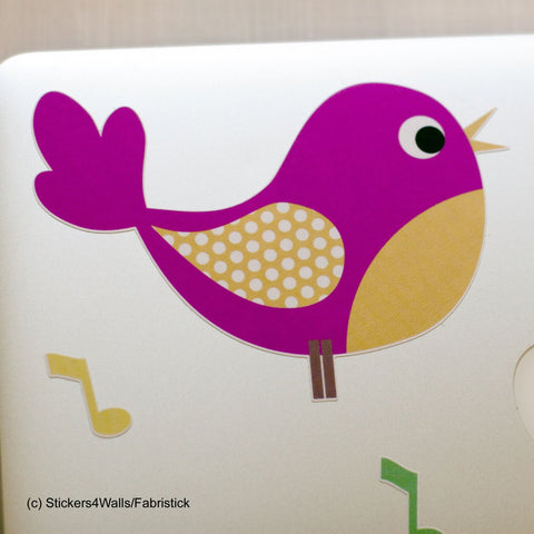 Reusable Fabric Bird Sticker, Bird Design Laptop Sticker
