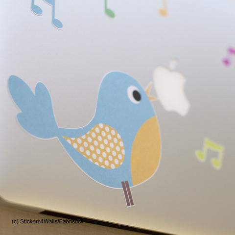 Reusable Fabric Bird Sticker, Bird Design Laptop Sticker