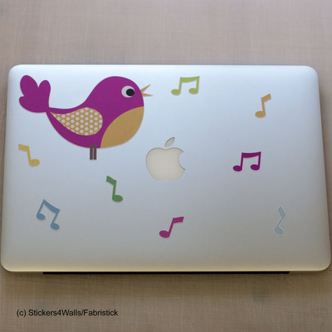 Reusable Fabric Bird Sticker, Bird Design Laptop Sticker