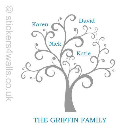 Personalised Family Tree Wall Sticker, Custom Made Wall decal For Your Family