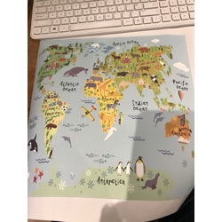Small World Map Wall Sticker | Bespoke Square Print